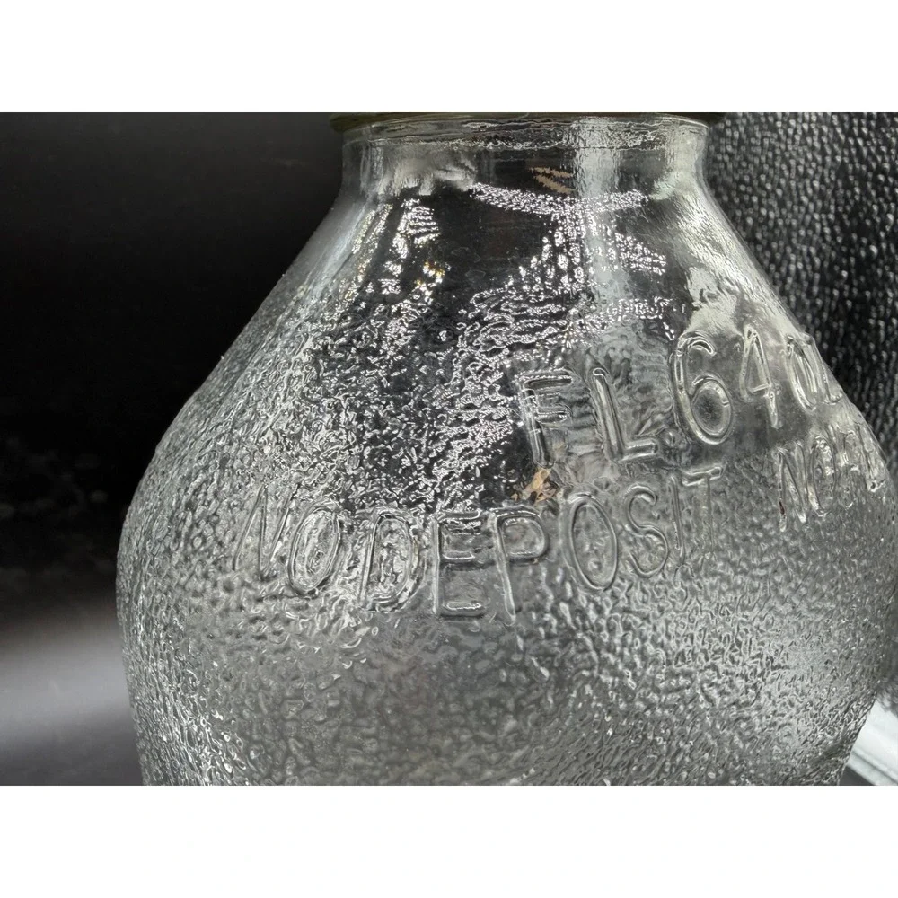 Vintage Safeway Orange Juice Glass Bottle 64 oz Two Quart Stippled Glass Lid